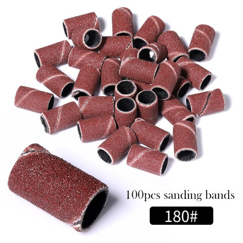 100PCS Nail Art Sanding Bands for Manicure & Pedicure Durable Nail Drill Sanding Bands for Salon and Home Use.