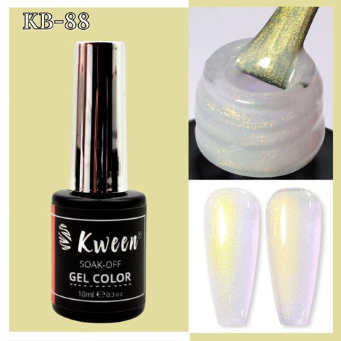 KWEEN 10ML Pearly Aurora Shimmer Yellow Mermaid Gel Polish Soak Off UV Led Nail Polish