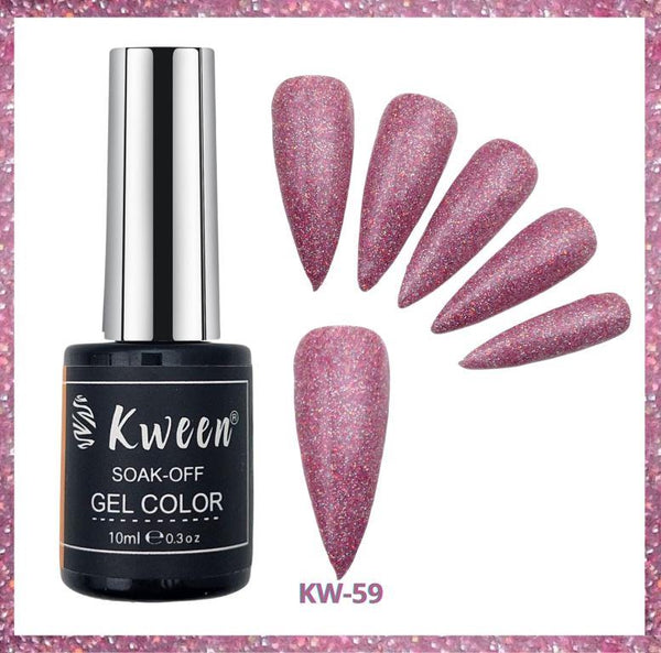 KWEEN PINK Glitter Soak Off UV LED Nail Polish Sparkle Shiny Diamond Gel Polish