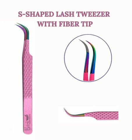 BLINK Professional Fiber Tip Tweezers for Lash Extensions. Craft Perfect Lashes Fans with Strong Grip Narrow L-Type 75° Mega Volume Eyelash Tweezers. Anti-Slip & Easy on Hands Nano Tip Lash Tweezers