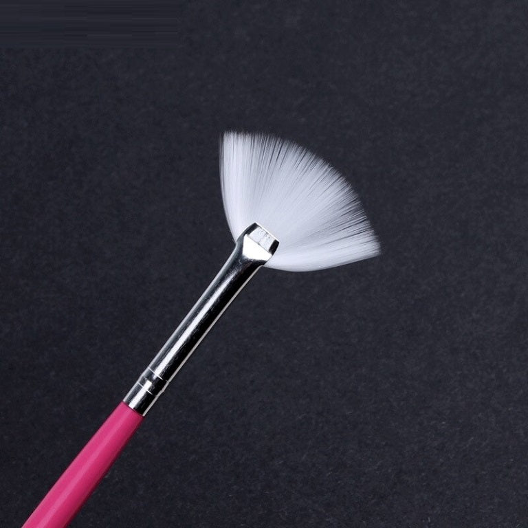 1 PC Pink Fan Shape Brush Nail Art Pen Painting Drawing Glitter Gradient Brushes Makeup Tool