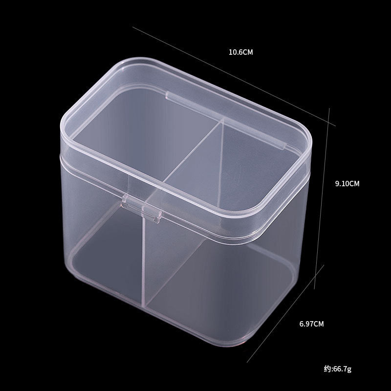 2 Compartments Transparent Nail Art Storage Box Nail Tools & Makeup Organizer Box.