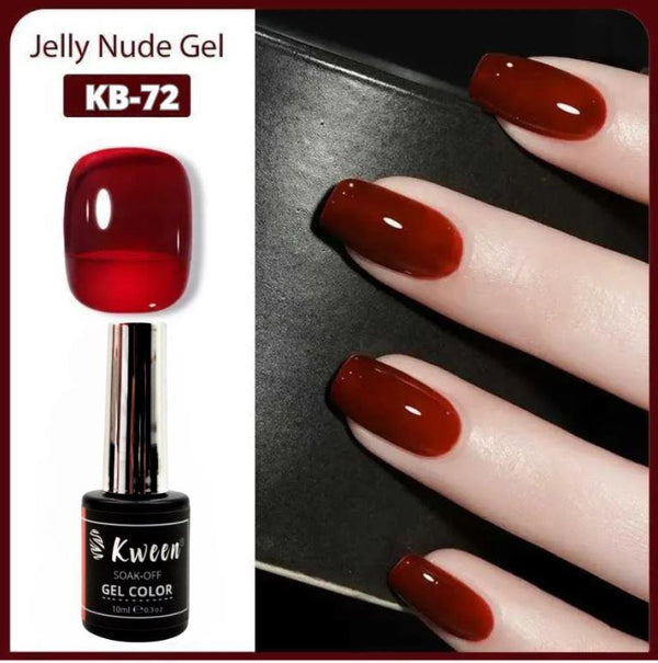 KWEEN Burgundy Jelly Gel Nail Polish Glossy Nail Polish For Manicure Kits for Women Gift
