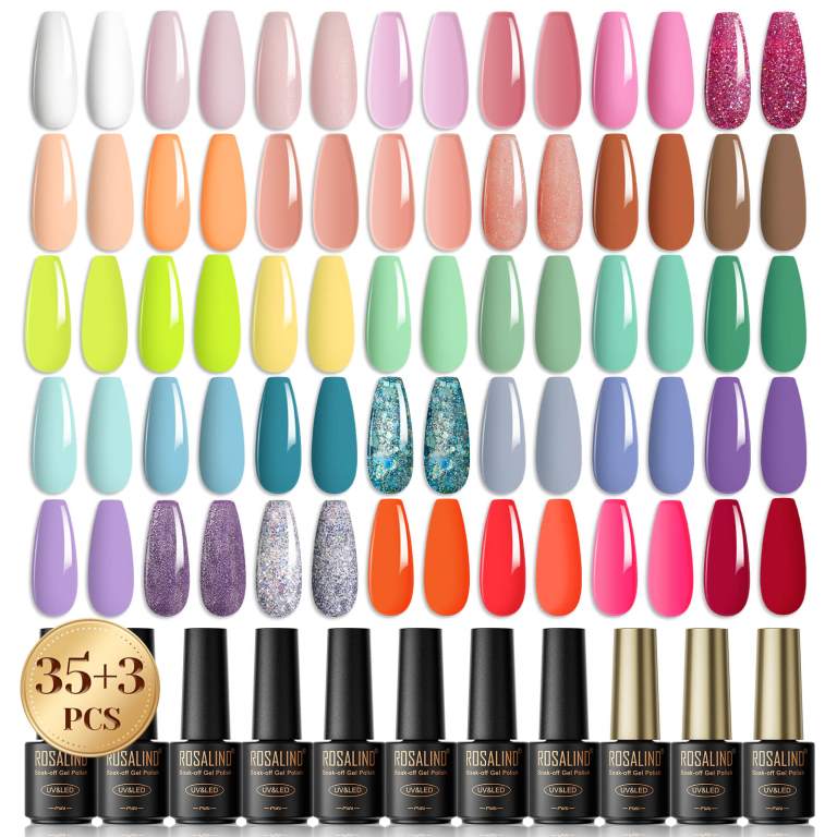 Rosalind Glass Mini Bottle 38Pcs/Set Gel Nail Polish Set Long Lasting Hybrid Varnish Set Cured With UV Lamp For Nail Art Design