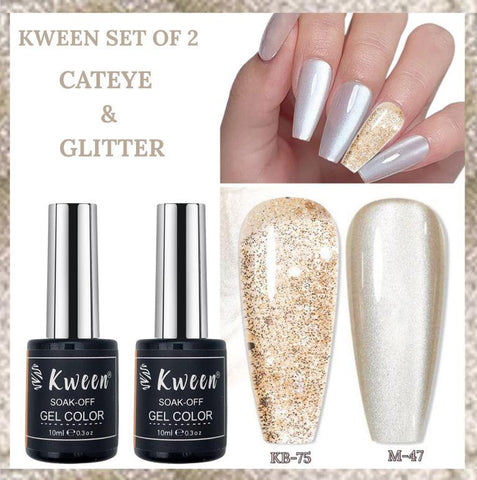 KWEEN 2Pcs/Set 10ml Cat Magnetic Gel Polish with Glitter Gel Polish