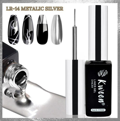 KWEEN Metallic Silver Painting Gel Liner Nail Art 3D Mirror Chrome Effect Gel For Nail art