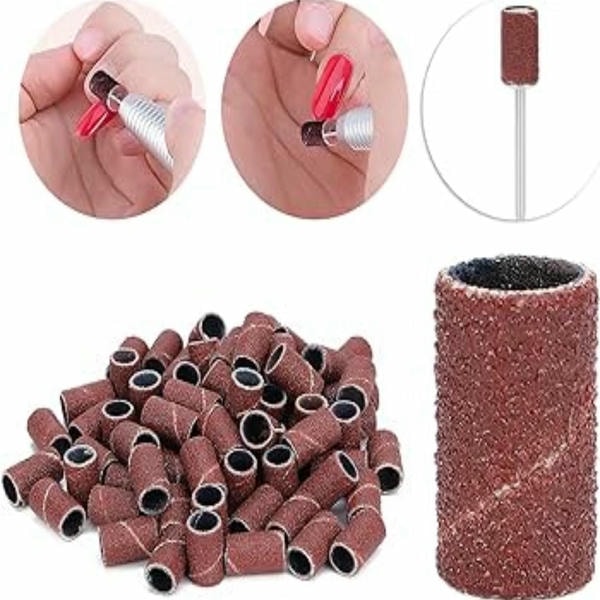 100PCS Nail Art Sanding Bands for Manicure & Pedicure Durable Nail Drill Sanding Bands for Salon and Home Use.