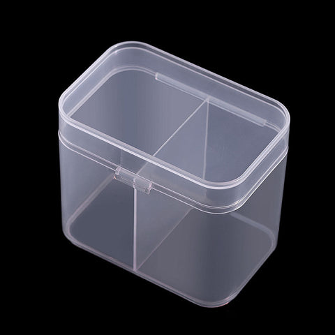 2 Compartments Transparent Nail Art Storage Box Nail Tools & Makeup Organizer Box.