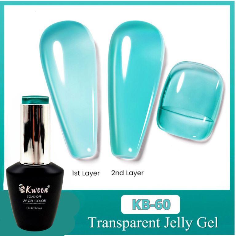 KWEEN Jelly Gel Nail Polish Aqua Blue Gel Nail Polish Translucent Soak Off Gel Polish For Nail art and Manicure