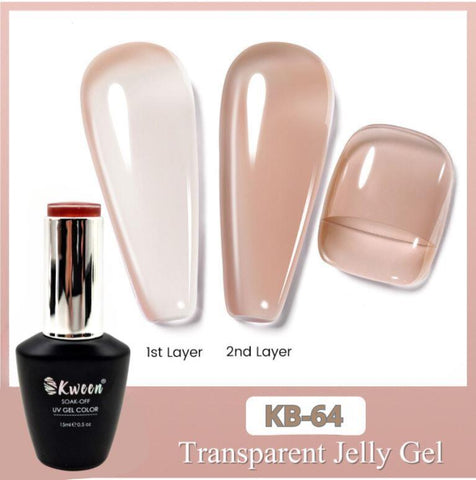 Kween Translucent Gel Polish Sheer Natural Light Nude Jelly Nail Polish Soak off Nail Art DIY at Home