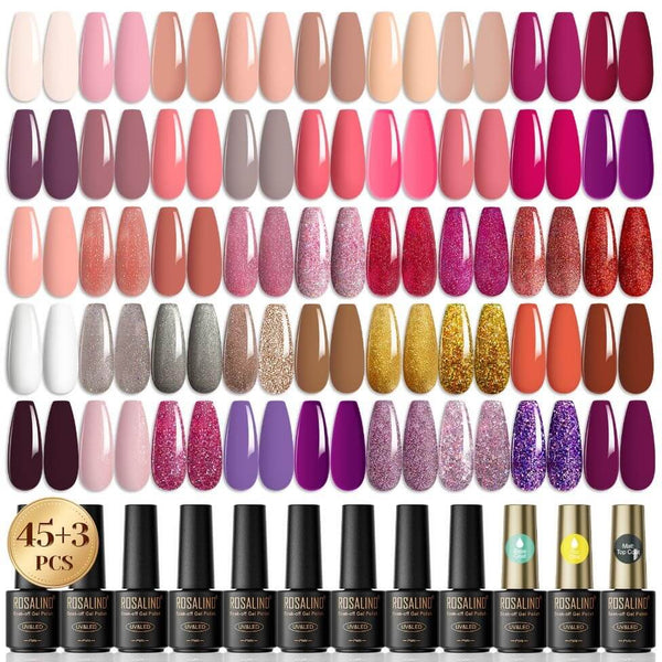 Rosalind UV Gel Polishes Set Of (48) Pcs New Vivid Colors for Professional Soak off UV LED gel nail polish for Manicure
