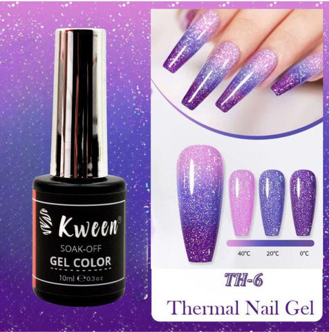 KWEEN Thermal Temperature Changing Gel Nail Polish, Summer Nails 3 Layers Gel Nail Polish ,Semi Permanent Soak Off UV LED Nail Art Varnish Manicure Kit Nail Art DIY Home Salon