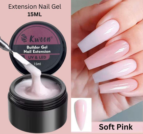 Kween 15 ml Builder Gel for Gel Nails, 4-in-1 Nail Extension Gel Glue Nail Strengths Nail Manicure, UV Builder Gel Nail Gel Builder Poly Nail Quick Extension Building