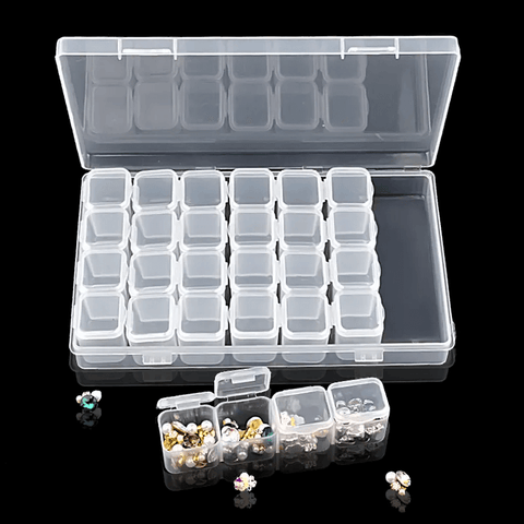 28 Grids Empty Plastic Storage Box Nail Art Accessories Tools Nail Stones Display Case Clear Stras Beads Decoration Case