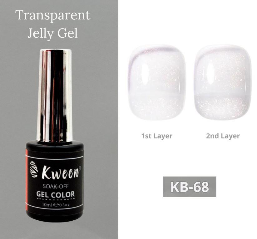 KWEEN White Glitter Gel Nail Polish Shimmer Silver Gel Polish Translucent Jelly Nail Polish Sparkle Soak Off U V Neutral Milky Gel For Manicure