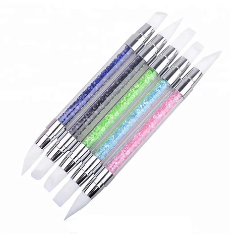 Rhinestone Handled Double Ended Silicone & Acrylic Pen for Stunning Designs & Carvings