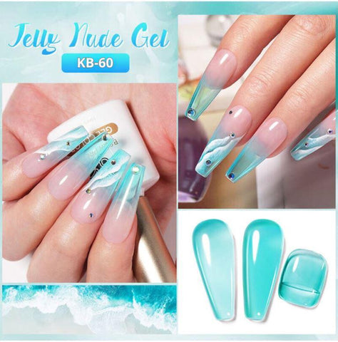 KWEEN Jelly Gel Nail Polish Aqua Blue Gel Nail Polish Translucent Soak Off Gel Polish For Nail art and Manicure