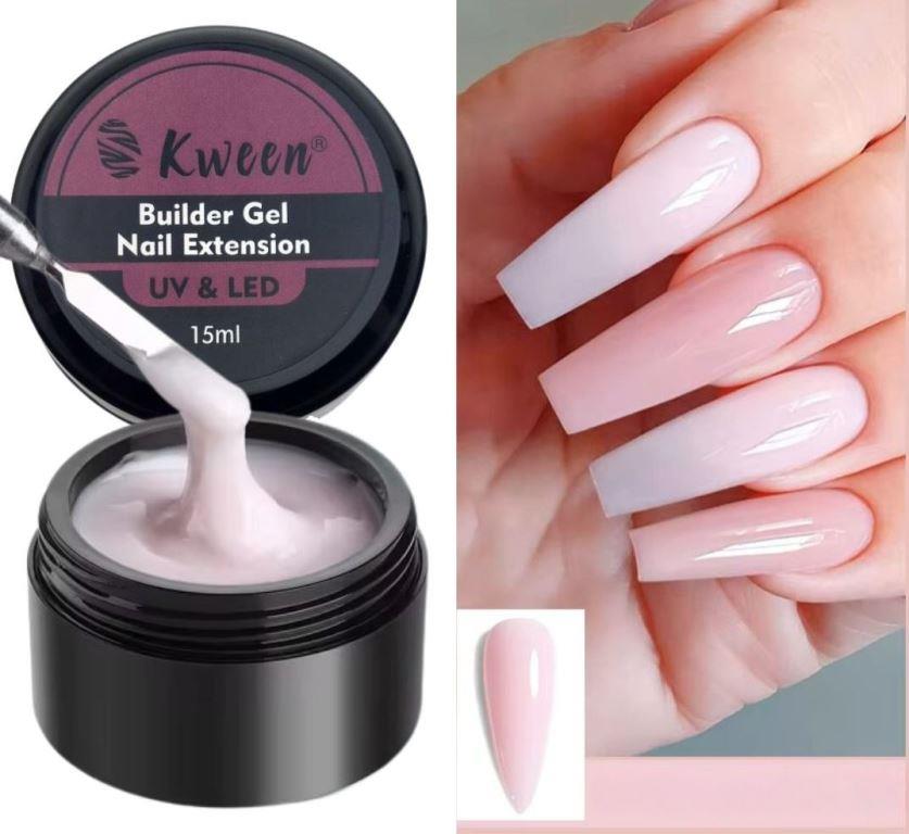 Kween 15 ml Builder Gel for Gel Nails, 4-in-1 Nail Extension Gel Glue Nail Strengths Nail Manicure, UV Builder Gel Nail Gel Builder Poly Nail Quick Extension Building