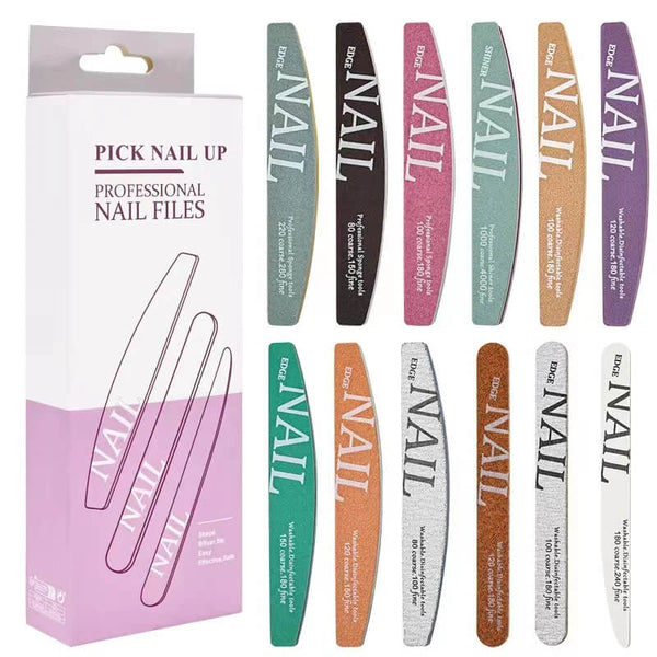 12PCS Manicure Set with Half-Moon Nail Files and Polishing Buffing Tools Kit