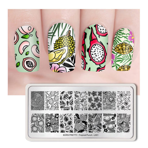 BORN PRETTY Stamping Plate Nail Art Template Tropical Punch-L001