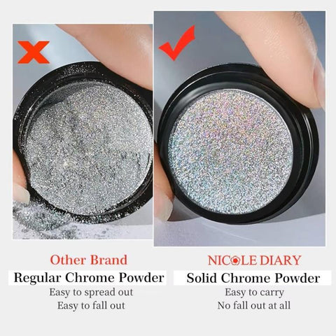 Born pretty Nichole Diary Holographic Chrome Nail Powder Rainbow Mirror Laser Metallic Effect Solid Pigment Powder for DIY Salon Design