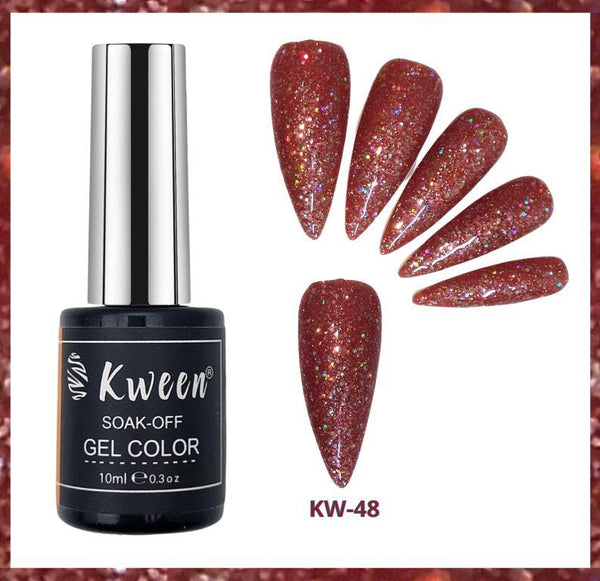 KWEEN Brown Glitter Gel Nail Polish Color UV/LED Soak Off Gel Nailart For Manicure