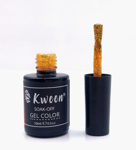 KWEEN Glitter Gel Nail Polish, Gold Diamond Gel Polish Spark Shiny Gel Nail Art Soak Off UV LED Lacquer Gel For Manicure