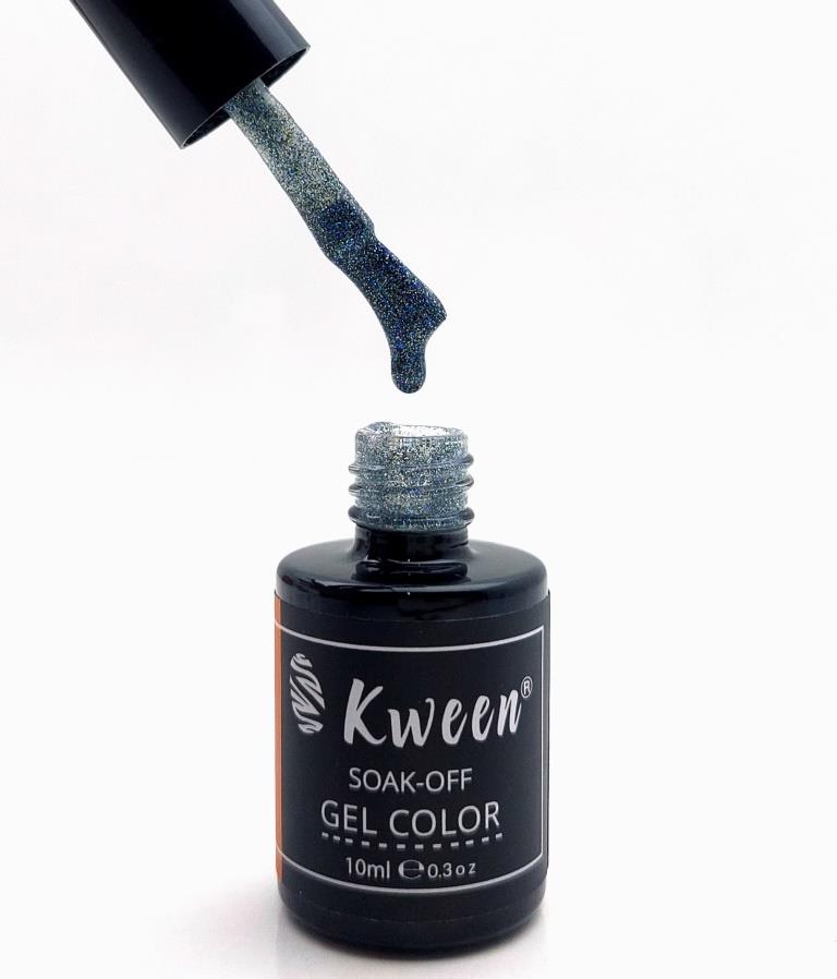 KWEEN Glitter Gel Nail Polish Gray Blue Glitter Soak Off UV LED Nail Polish Holographic Sparkle Shiny Diamond Gel Polish for Manicure