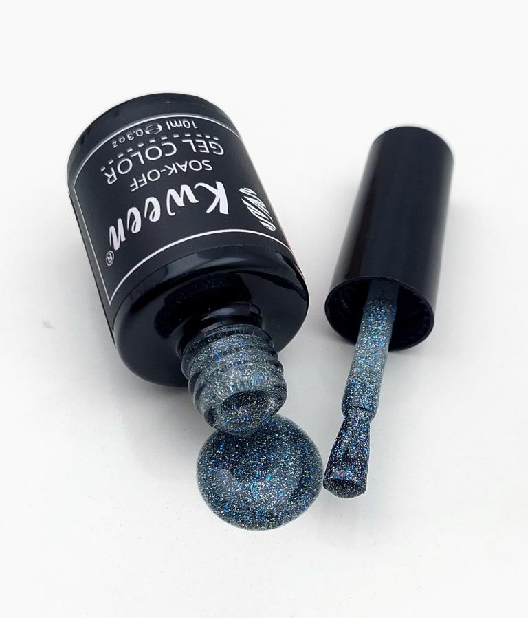 KWEEN Glitter Gel Nail Polish Gray Blue Glitter Soak Off UV LED Nail Polish Holographic Sparkle Shiny Diamond Gel Polish for Manicure