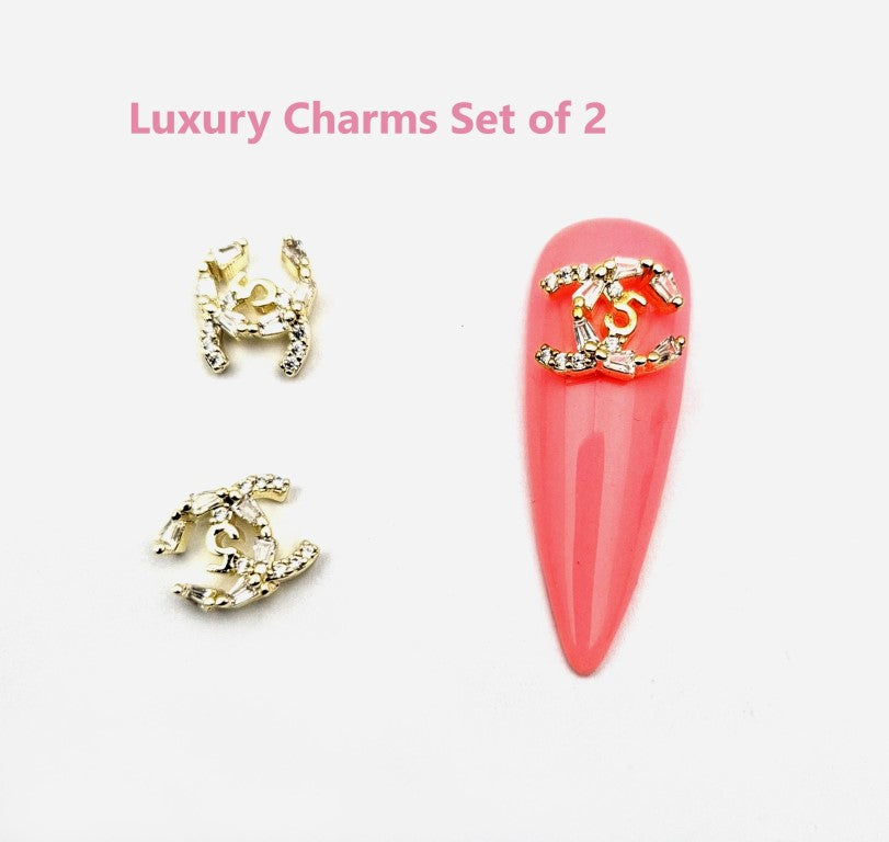 2pcs Luxury Zircon Nail Rhinestones Random Silver Nail Charms 3D Alloy Butterfly Nail Art Charms Metal Heart Bow Snake Rabbit Flower