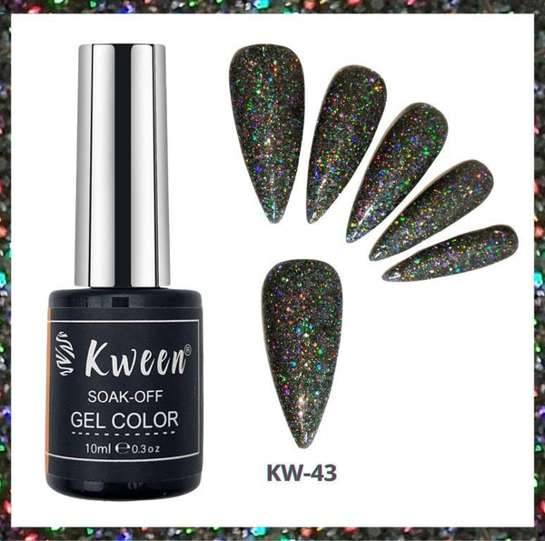 KWEEN  Gray Glitter Color UV/LED Gel Nail polish Soak Off For Manicure