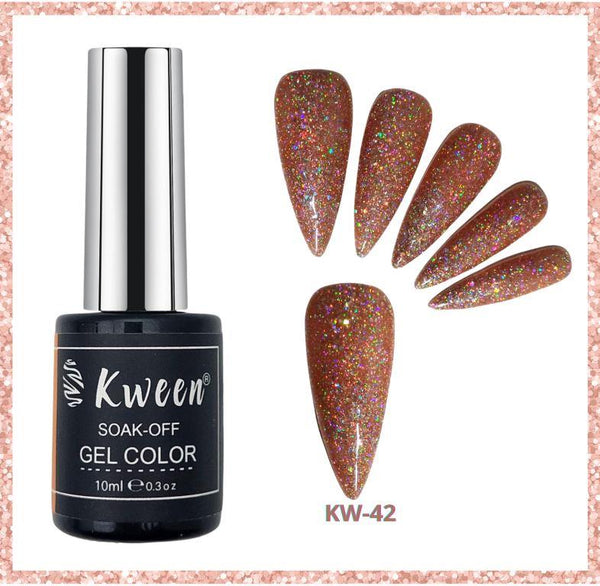 KWEEN Peachy Glitter Color UV/LED Gel Nail Polish Soak Off For Manicure