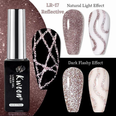 KWEEN Reflective Glitter Rose Gold Liner Diamond Shine Soak Off UV Nail Gel For Nail art