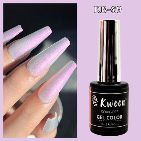 KWEEN Aurora Mermaid Purple Gel Nail Polish, 10ML Pearl Shimmer Shell Soak Off UV Gel Polish