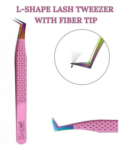 BLINK Professional Fiber Tip Tweezers for Lash Extensions. Craft Perfect Lashes Fans with Strong Grip Narrow L-Type 75° Mega Volume Eyelash Tweezers. Anti-Slip & Easy on Hands Nano Tip Lash Tweezers