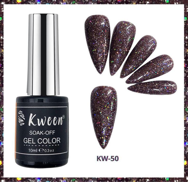 KWEEN Glitter dark Purple Gel Nail Polish LED UV Gel Sparkle Color Manicure