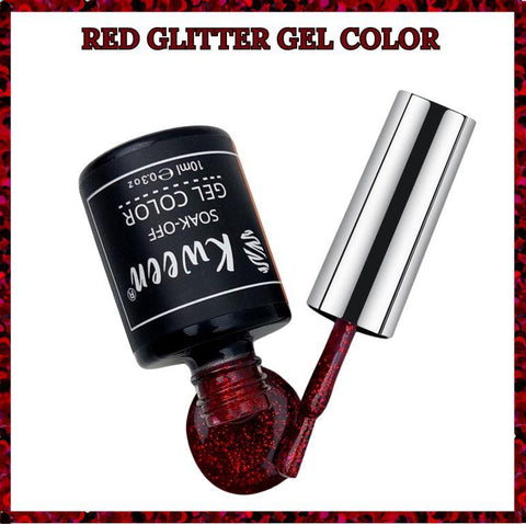 KWEEN Glitter Red Color  UV/LED Gel Nail polish Soak Off For Manicure Nailart