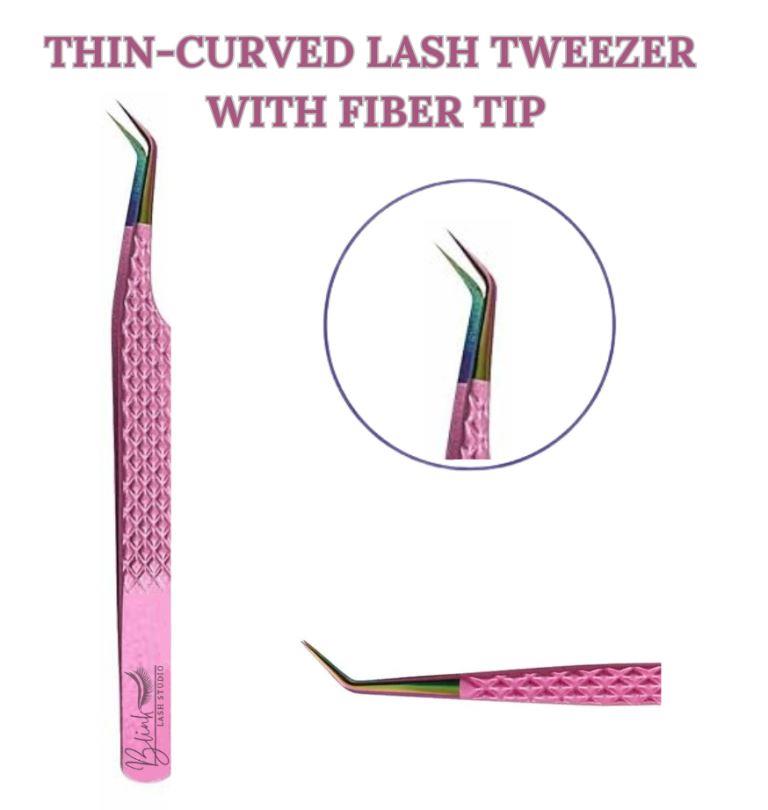 BLINK Professional Fiber Tip Tweezers for Lash Extensions. Craft Perfect Lashes Fans with Strong Grip Narrow L-Type 75° Mega Volume Eyelash Tweezers. Anti-Slip & Easy on Hands Nano Tip Lash Tweezers