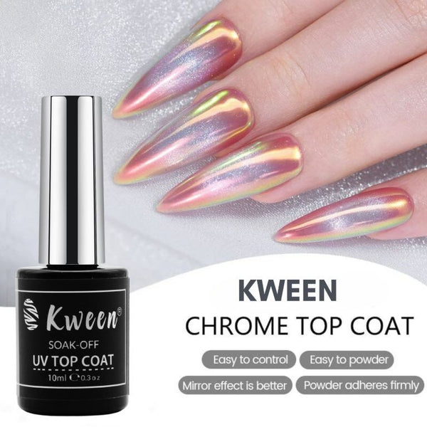 KWEEN Top Coat for Chrome Nail Powder 10ml No Wipe High Gloss