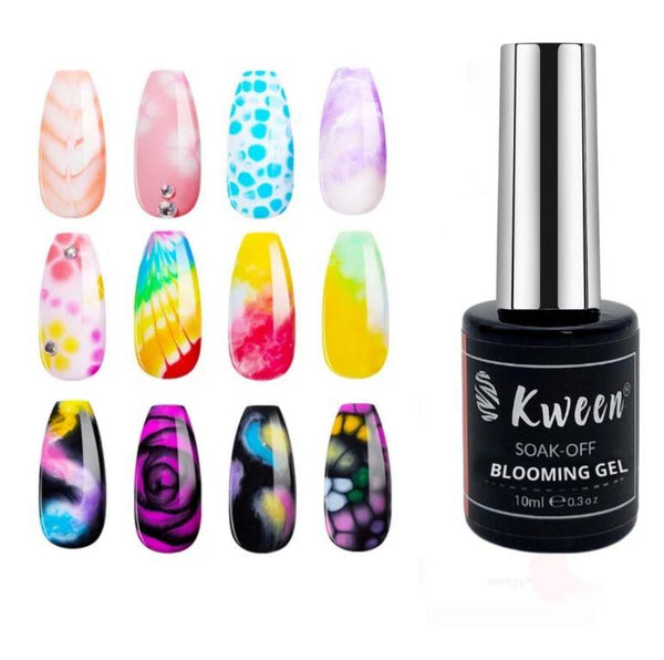 KWEEN Clear Blooming Gel Nail Polish Nail Painting Blooming Gel Polish Flower Marble Effect Nail Art Soak Off UV Gel Manicure