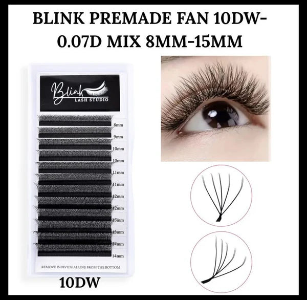 Blink Real 10DW Double Layer Eyelash Extensions Light weight Pre-made Eyelash Fans
