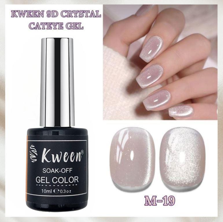 KWEEN Cat Eye Gel Polish 10ML Holographic Glitter Shimmer Translucent Jelly Color Magnetic Nail Polish Salon DIY at Home