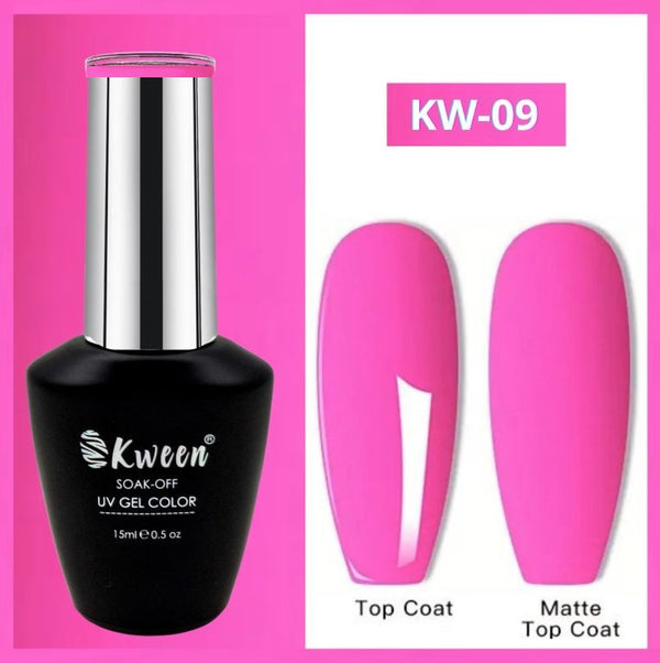 KWEEN Hot Pink Color UV/LED Soak Off Gel Polish for DIY Nail Art Manicure