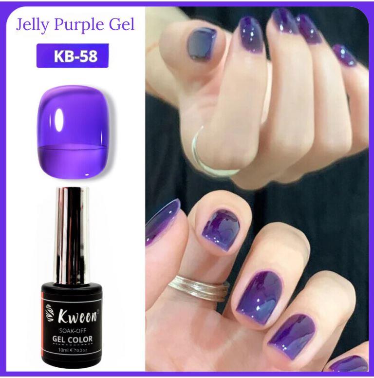 KWEEN Jelly Purple Gel Nail Polish Translucent Semi Permanent jelly Color for Nail art and Manicure