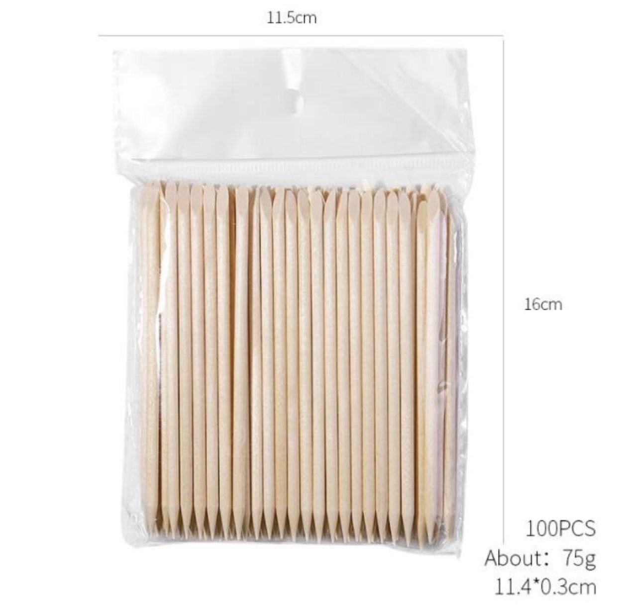 100PCS Wooden Cuticle Pusher Ideal for Manicure & Pedicure Best For Salon and Home Use.