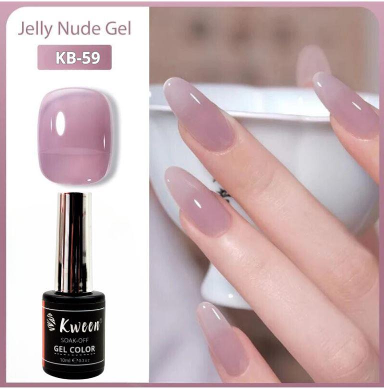 KWEEN Jelly Gel Nail Polish - Violet Pink Gel Polish Light Purple Neutral Gel Polish Translucent Gel Polish Soak Off U V Gel Polish for Nail Art