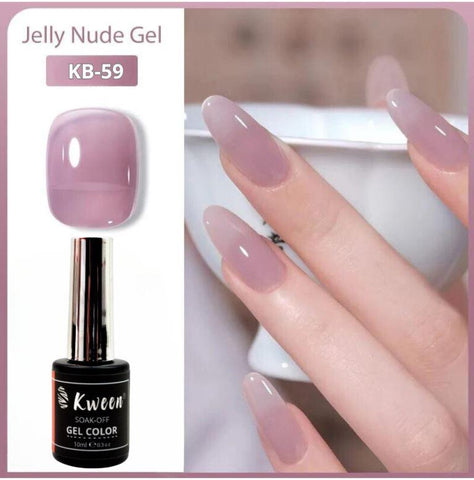 KWEEN Jelly Gel Nail Polish - Violet Pink Gel Polish Light Purple Neutral Gel Polish Translucent Gel Polish Soak Off U V Gel Polish for Nail Art