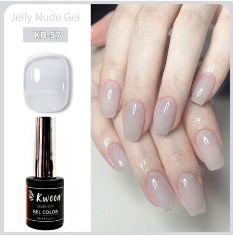 KWEEN Jelly Sheer White Gel Nail Art Polish Translucent Semi Permanent Soak Off UV LED Gel Varnish Nail UV Gel Polish For Nail art and Manicure