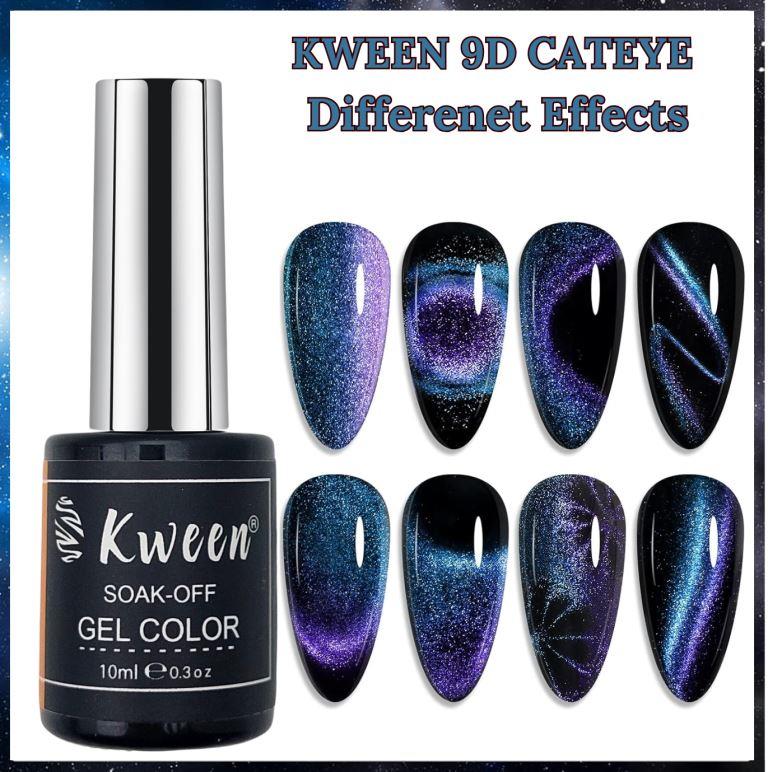 KWEEN Cat Eye Gel Nail Polish 9D Chameleon Glitter Magnetic Nail Polish