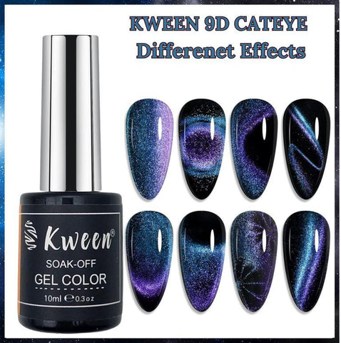 KWEEN Cat Eye Gel Nail Polish 9D Chameleon Glitter Magnetic Nail Polish